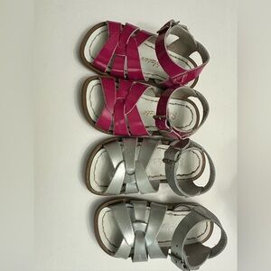 Salt Water Sandals by Hoy Girls Pink & Silver Double Pair